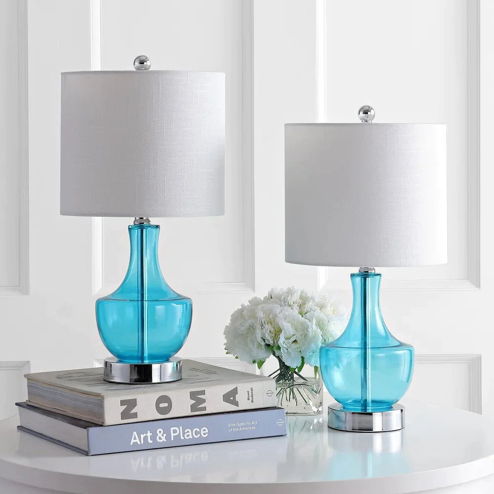 Colette 20" Mini Glass LED Table Lamp, Silver