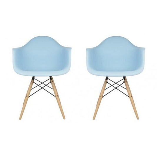 Contemporary Retro Blue Accent Plastic Dining Armchair (Set of 2)