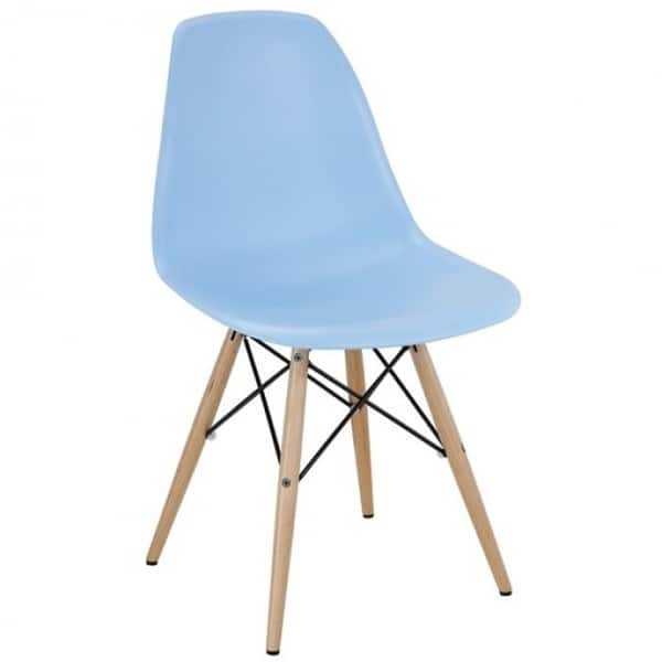 Contemporary Retro Molded Blue Accent Plastic Dining Shell Chair (Set of 1)