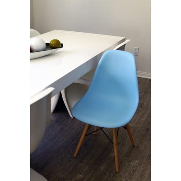 Contemporary Retro Molded Blue Accent Plastic Dining Shell Chair (Set of 1)