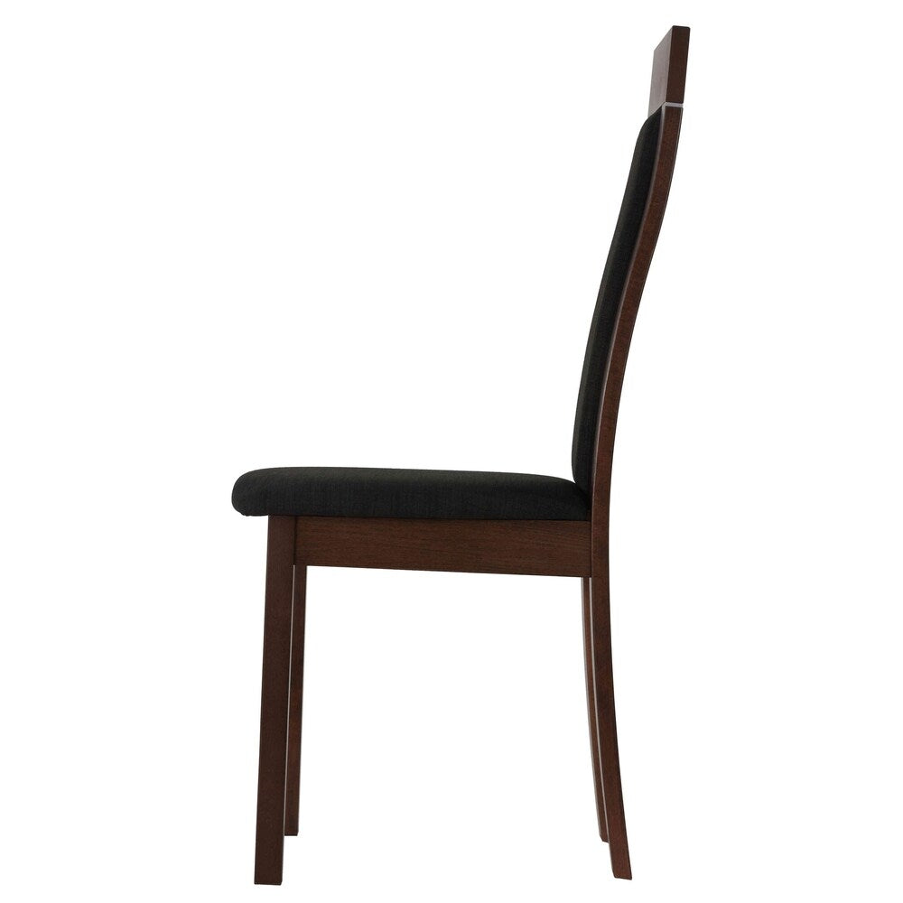 Cortesi Home Tia Dining Chair in Charcoal Fabric, Walnut Finish (Set of 2)