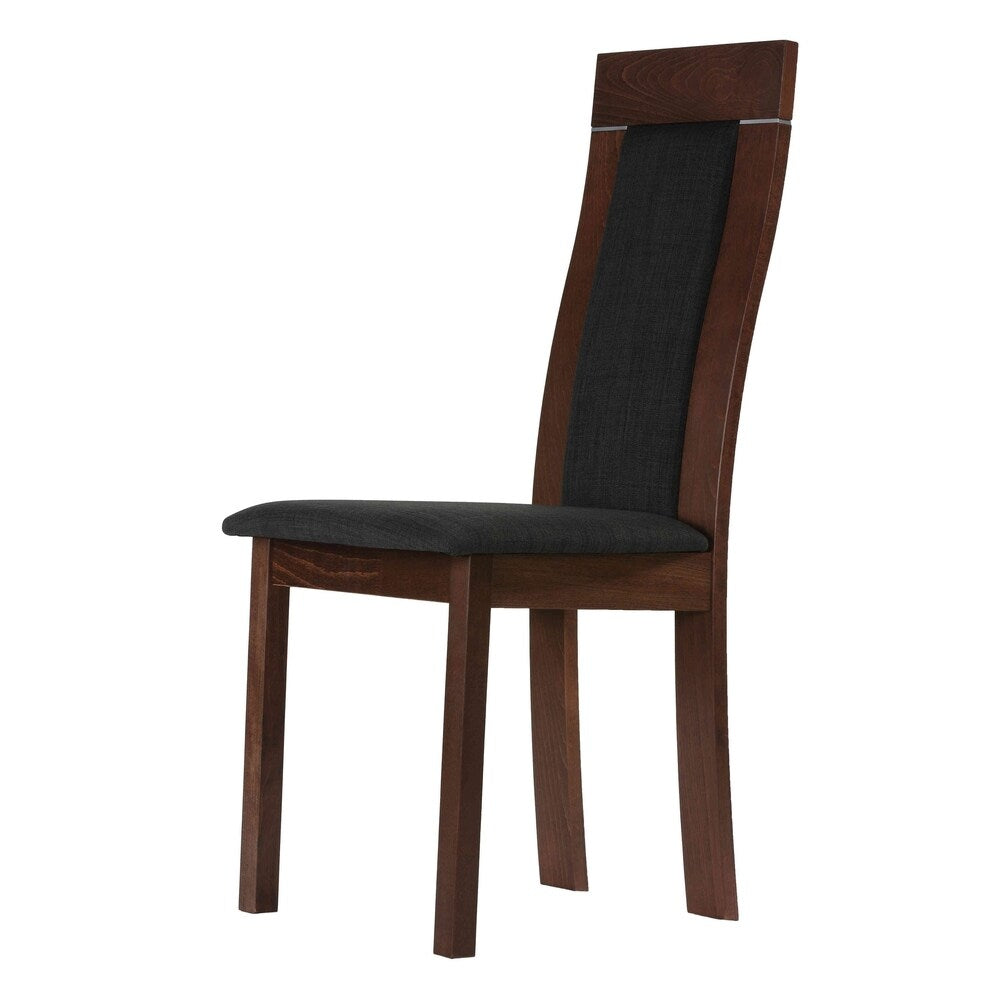 Cortesi Home Tia Dining Chair in Charcoal Fabric, Walnut Finish (Set of 2)