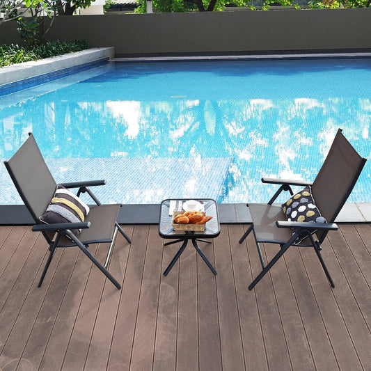 Costway 2PCS Patio Folding Dining Chairs Aluminium Adjustable Back - See details