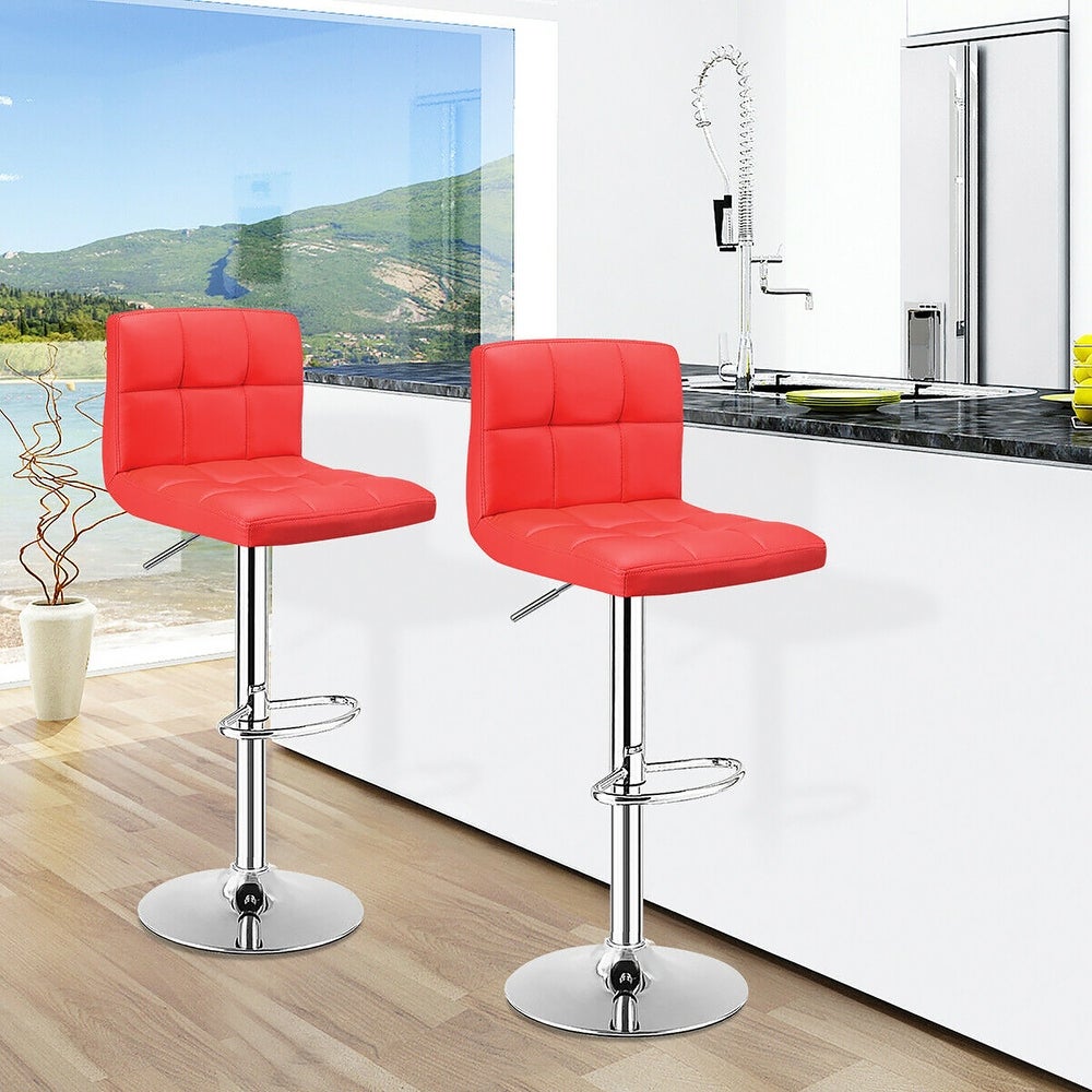 Costway Set of 2 Bar Stools Adjustable Swivel Kitchen Counter Bar