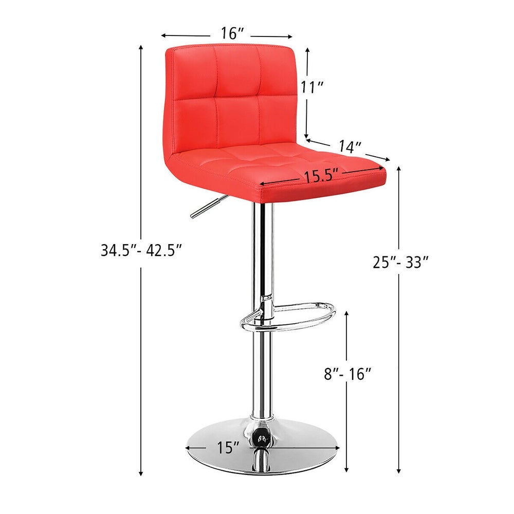 Costway Set of 2 Bar Stools Adjustable Swivel Kitchen Counter Bar