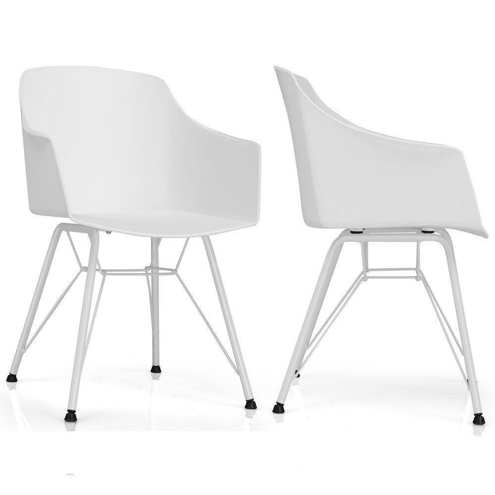 Costway Set of 2 Dining Chair Modern Molded Shell Plastic Seat Metal - See details