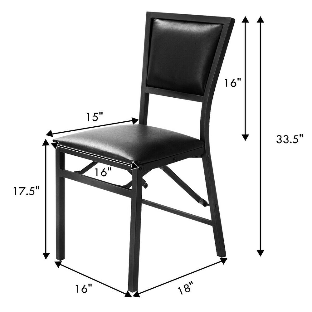 Costway Set of 2 Metal Folding Chair Dining Chairs Home Restaurant