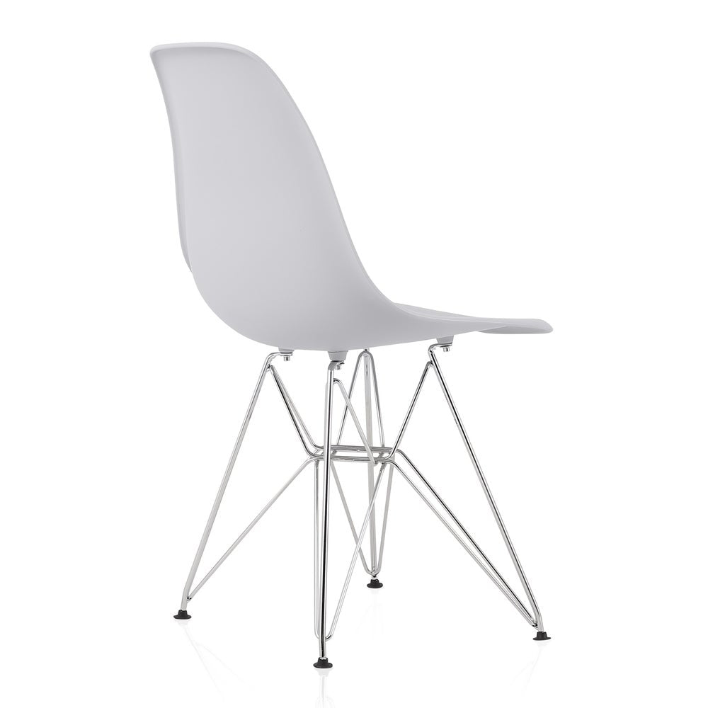 CozyBlock Light Gray Molded Plastic Dining Side Chair with Steel Wire Eiffel Legs