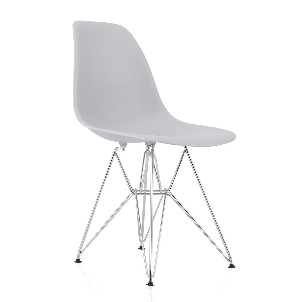 CozyBlock Light Gray Molded Plastic Dining Side Chair with Steel Wire Eiffel Legs