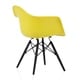 CozyBlock Scandinavian Light Yellow Molded Plastic Dining Arm Chair with Black Wood Eiffel Legs