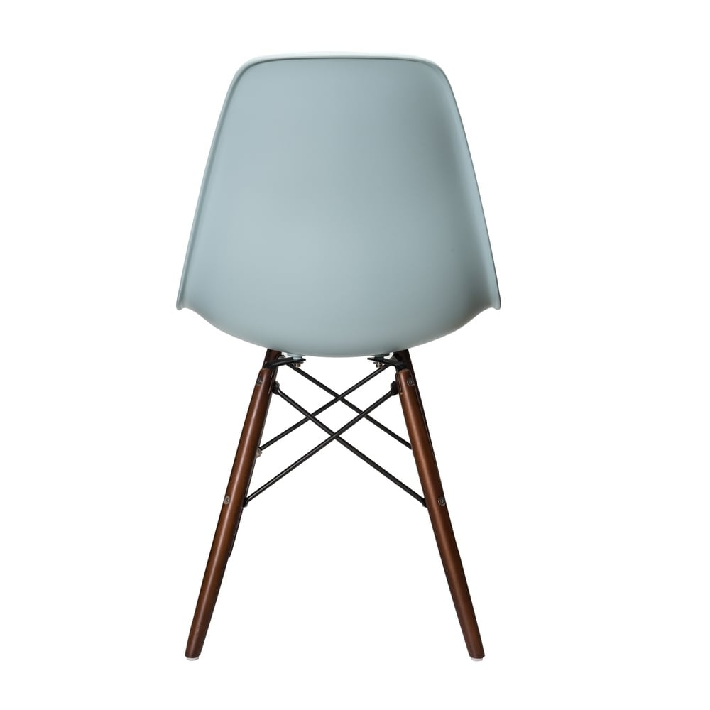 CozyBlock Set of 2 Molded Ice Blue Plastic Dining Shell Chair with Dark Walnut Wood Eiffel Legs