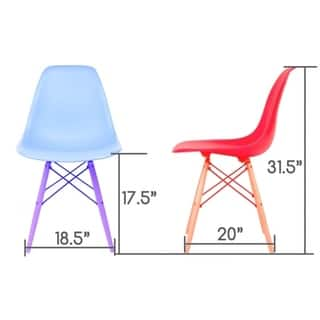 CozyBlock Shell Blue Molded Plastic Dining Side Chair with Dark Walnut Wood Eiffel Legs