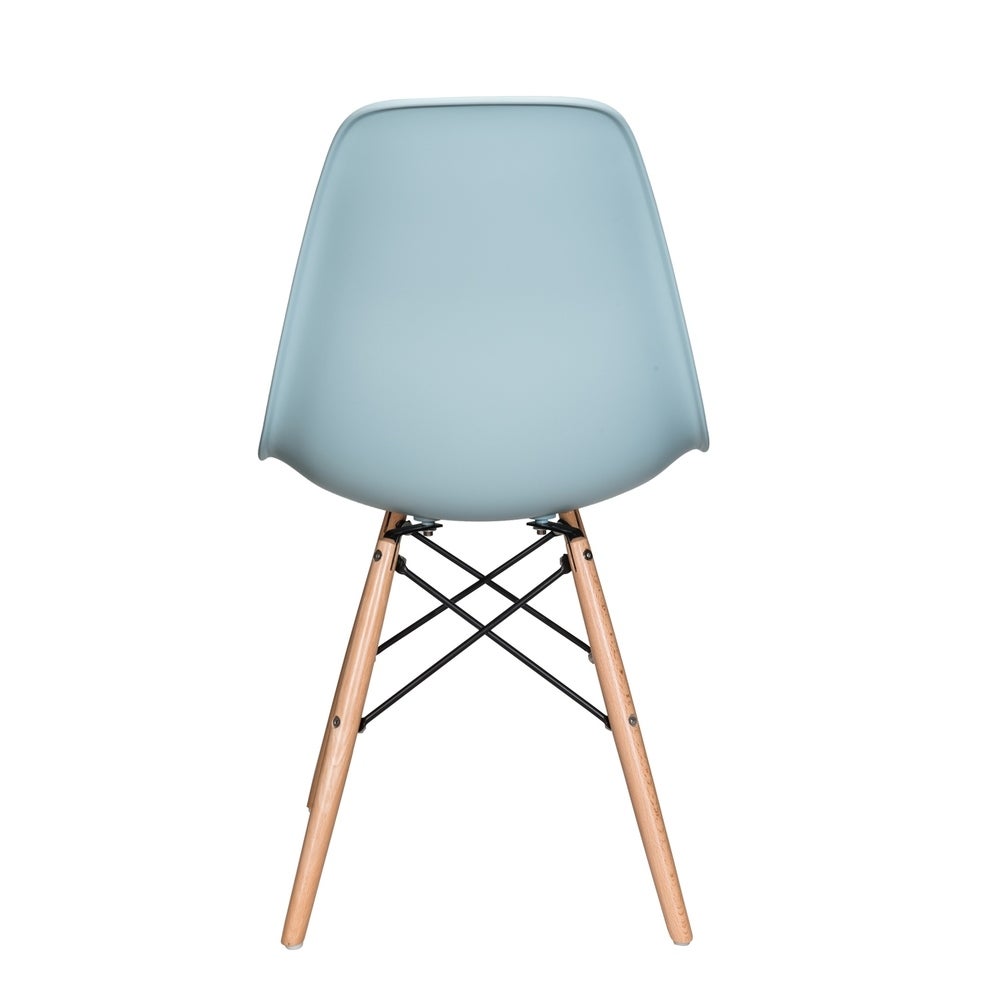 CozyBlock Slope Ice Blue Molded Plastic Dining Side Chair with Beech Wood Eiffel Legs
