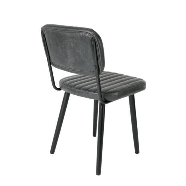 DF Jake Black Leather Dining Chair