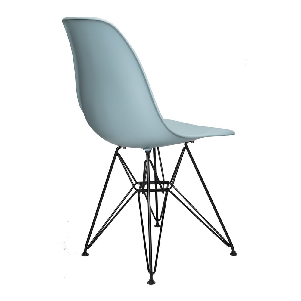 DSR Molded Ice Blue Plastic Dining Shell Chair with Black Eiffel Steel Leg