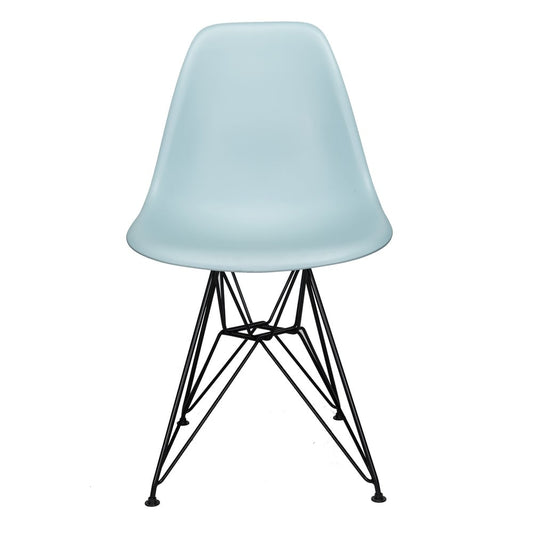 DSR Molded Ice Blue Plastic Dining Shell Chair with Black Eiffel Steel Leg