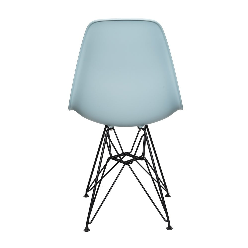 DSR Molded Ice Blue Plastic Dining Shell Chair with Black Eiffel Steel Leg