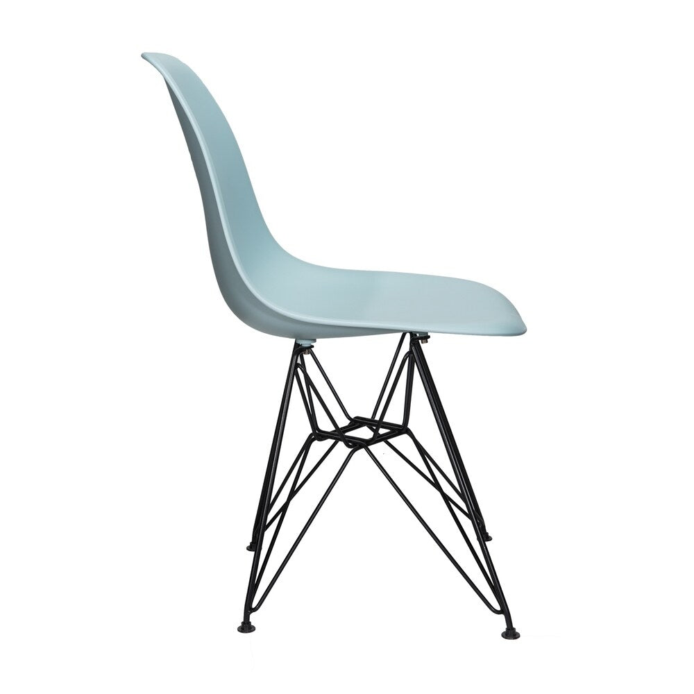 DSR Molded Ice Blue Plastic Dining Shell Chair with Black Eiffel Steel Leg