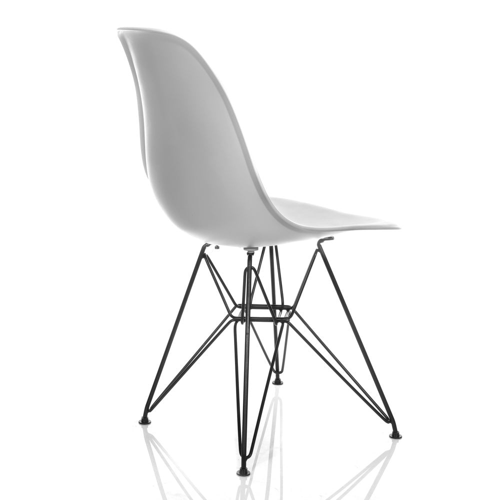 DSR Molded White Plastic Dining Shell Chair with Black Eiffel Steel Leg (Set of 2)