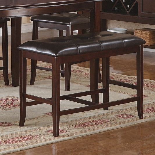 Darrell Upholstered Counter Height Bench in Dark Brown Finish