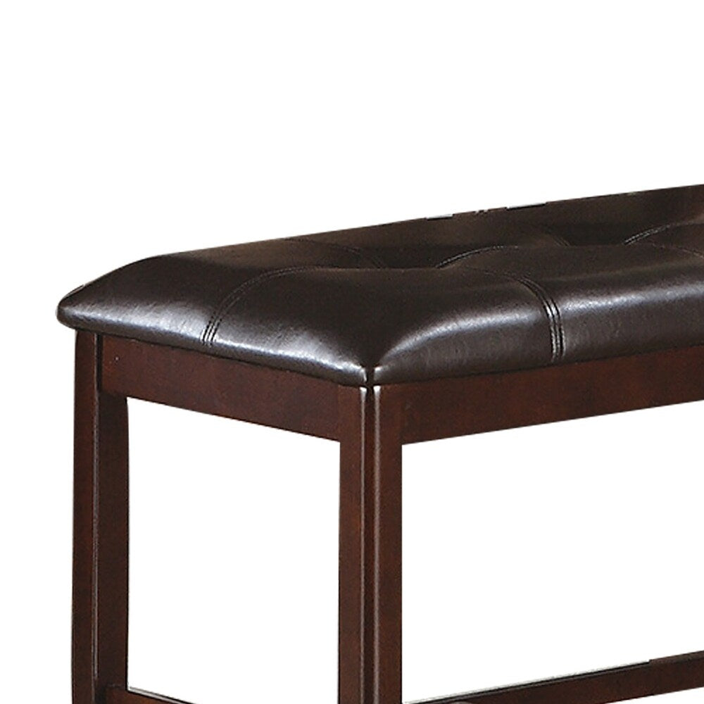 Darrell Upholstered Counter Height Bench in Dark Brown Finish