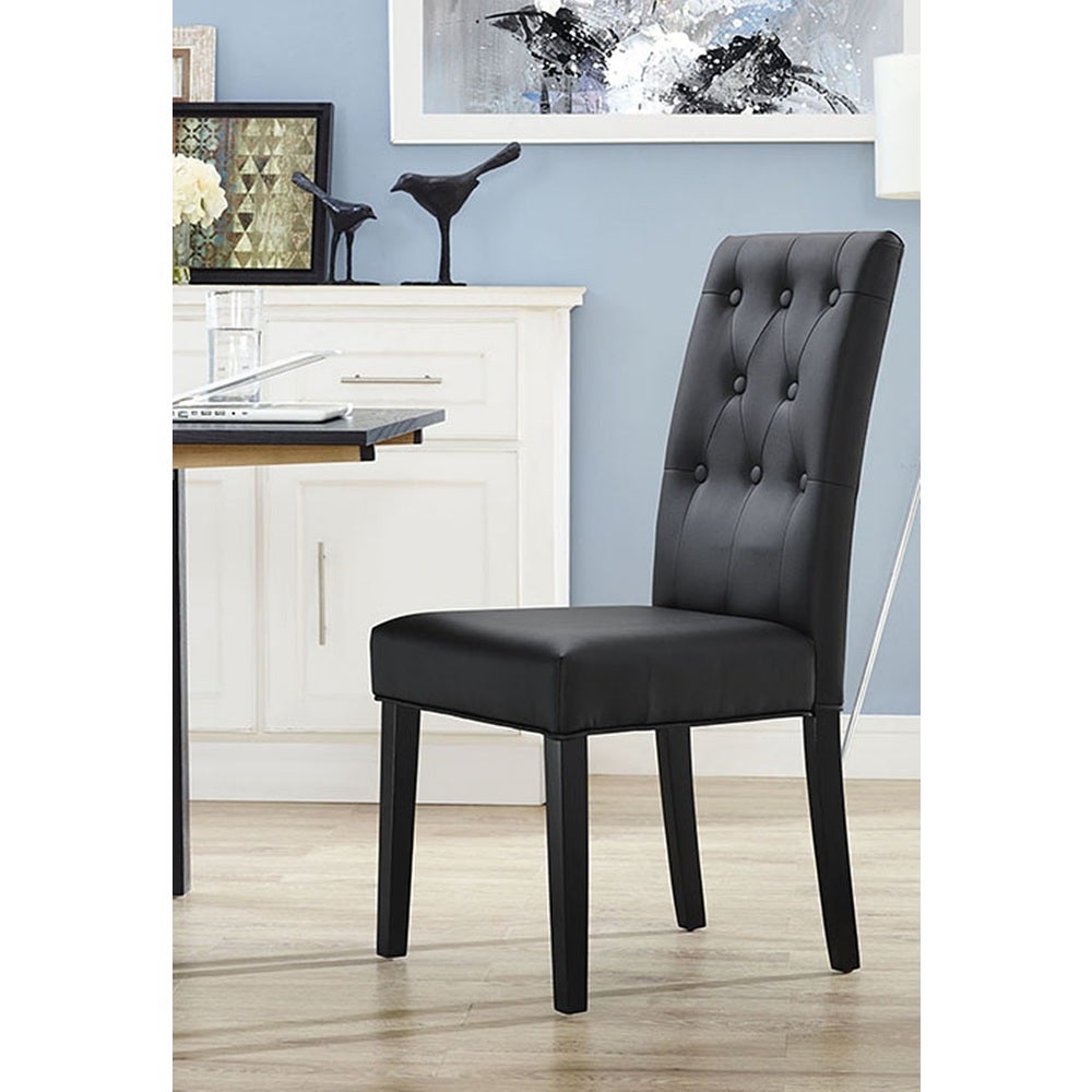 Denver Button-Tufted Black Parson Dining Chair