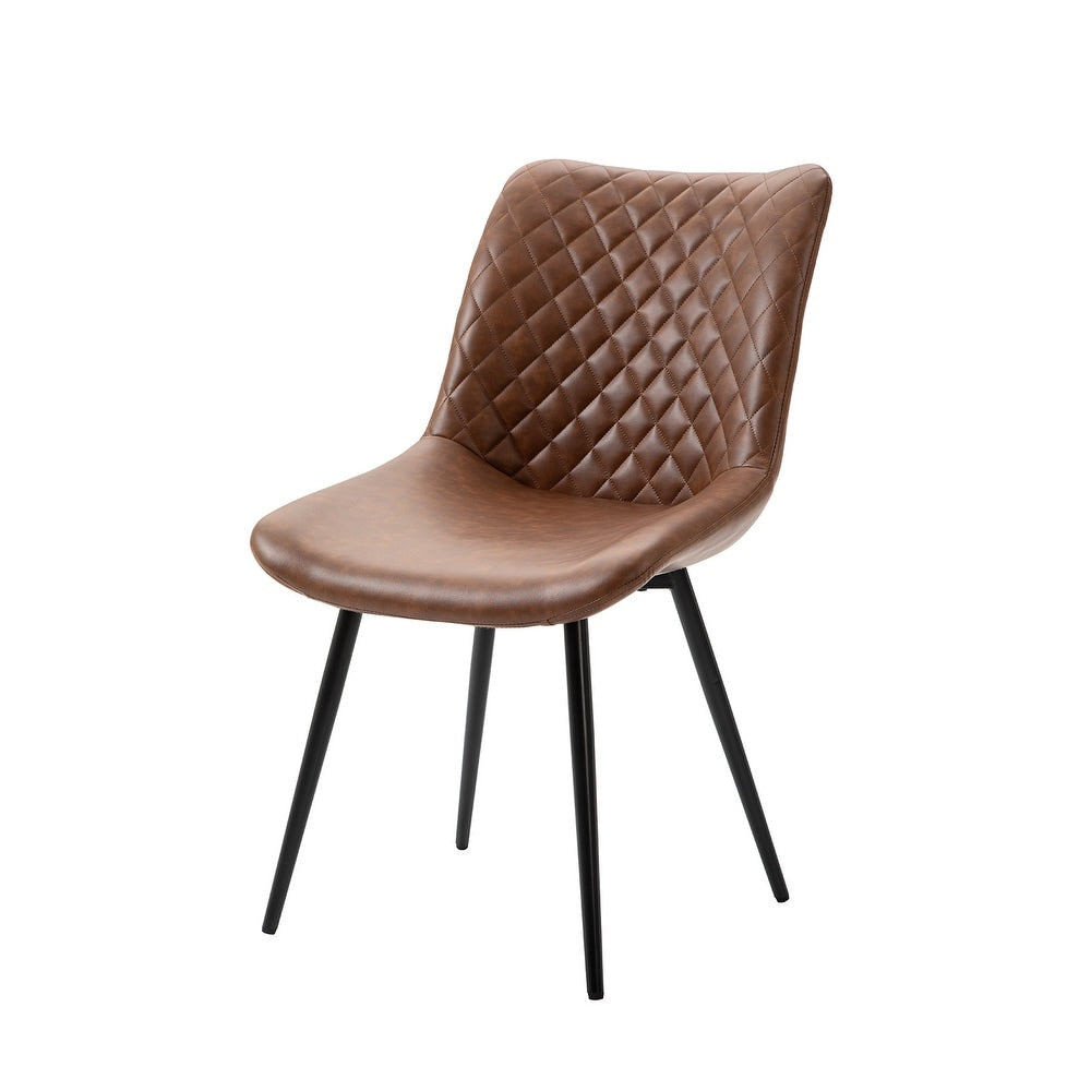 Diamond Lattice Decorative Modern PU Artificial Leather Dining Chairs