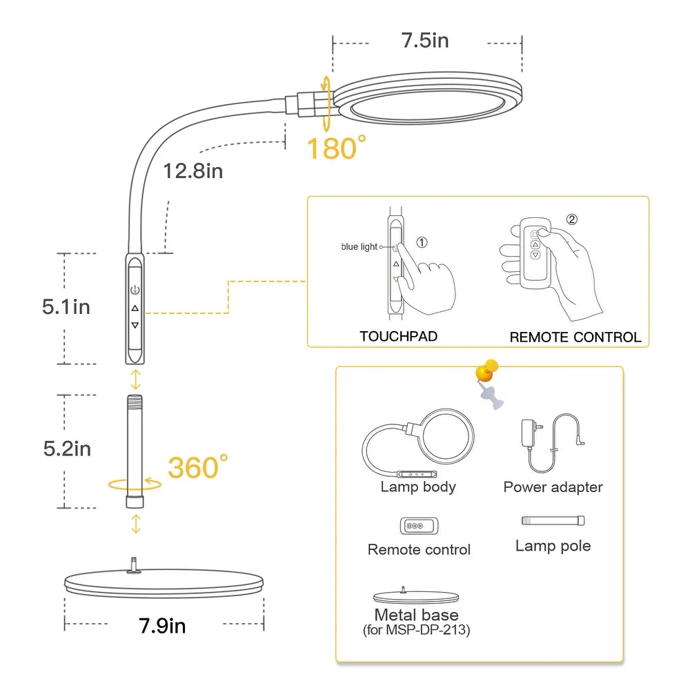 Dimmable LED Desk/Reading Table Lamp Foldable with Remote