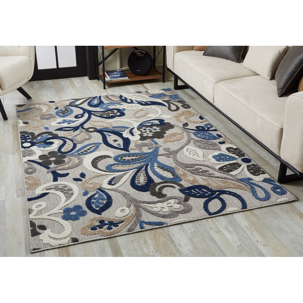 Domani Napa Floral Textured Indoor/ Outdoor Area Rug
