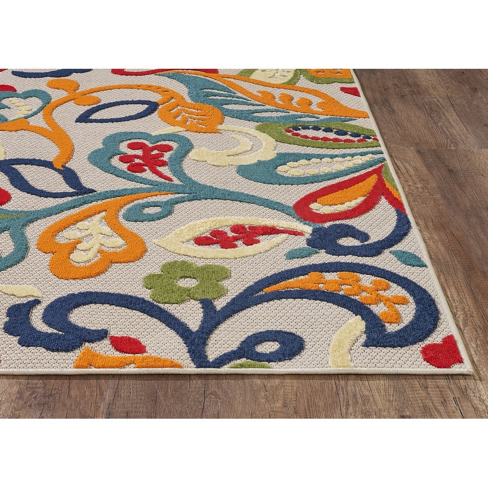 Domani Napa Floral Textured Indoor/ Outdoor Area Rug