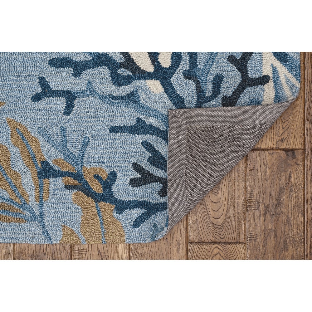 Domani Reef Coral Bordered Hand-hooked Soft Area Rug