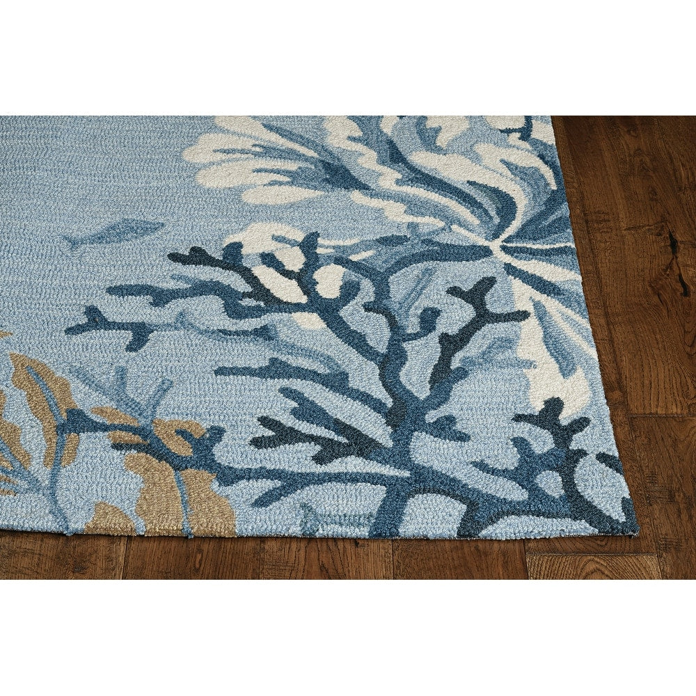 Domani Reef Coral Bordered Hand-hooked Soft Area Rug