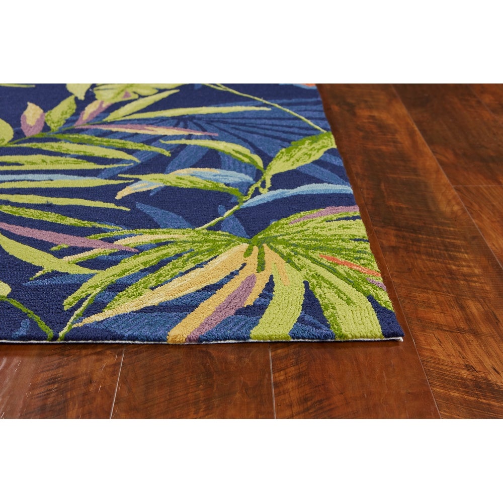 Trails Tropical Leaf Hand-hooked Indoor/Outdoor Area Rug