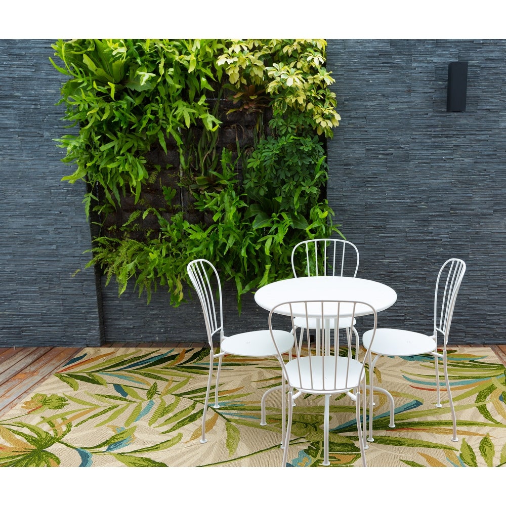 Trails Tropical Leaf Hand-hooked Indoor/Outdoor Area Rug