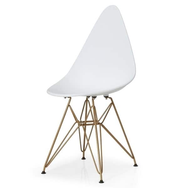 Drop Chair with Solid back seat and Gold Legs.