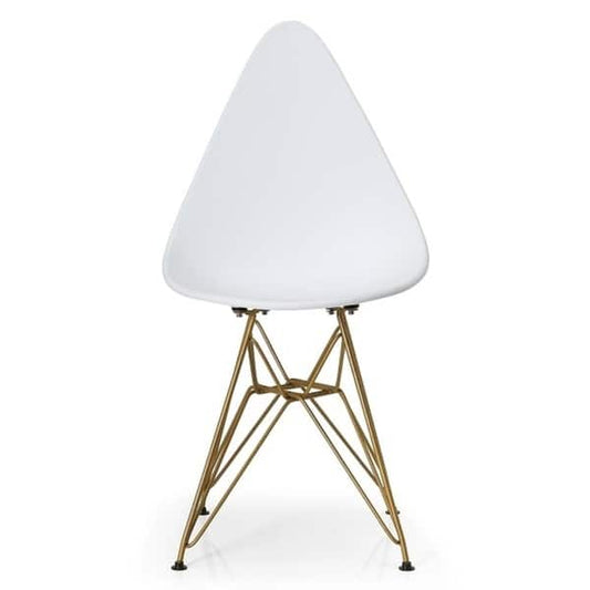 Drop Chair with Solid back seat and Gold Legs.