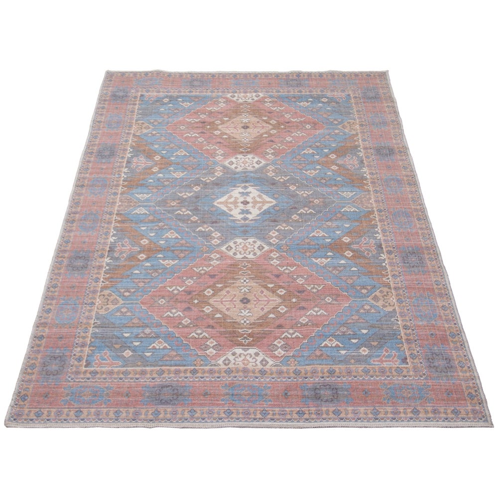 Red Machine Washable Bohemian & Eclectic Soft Rug