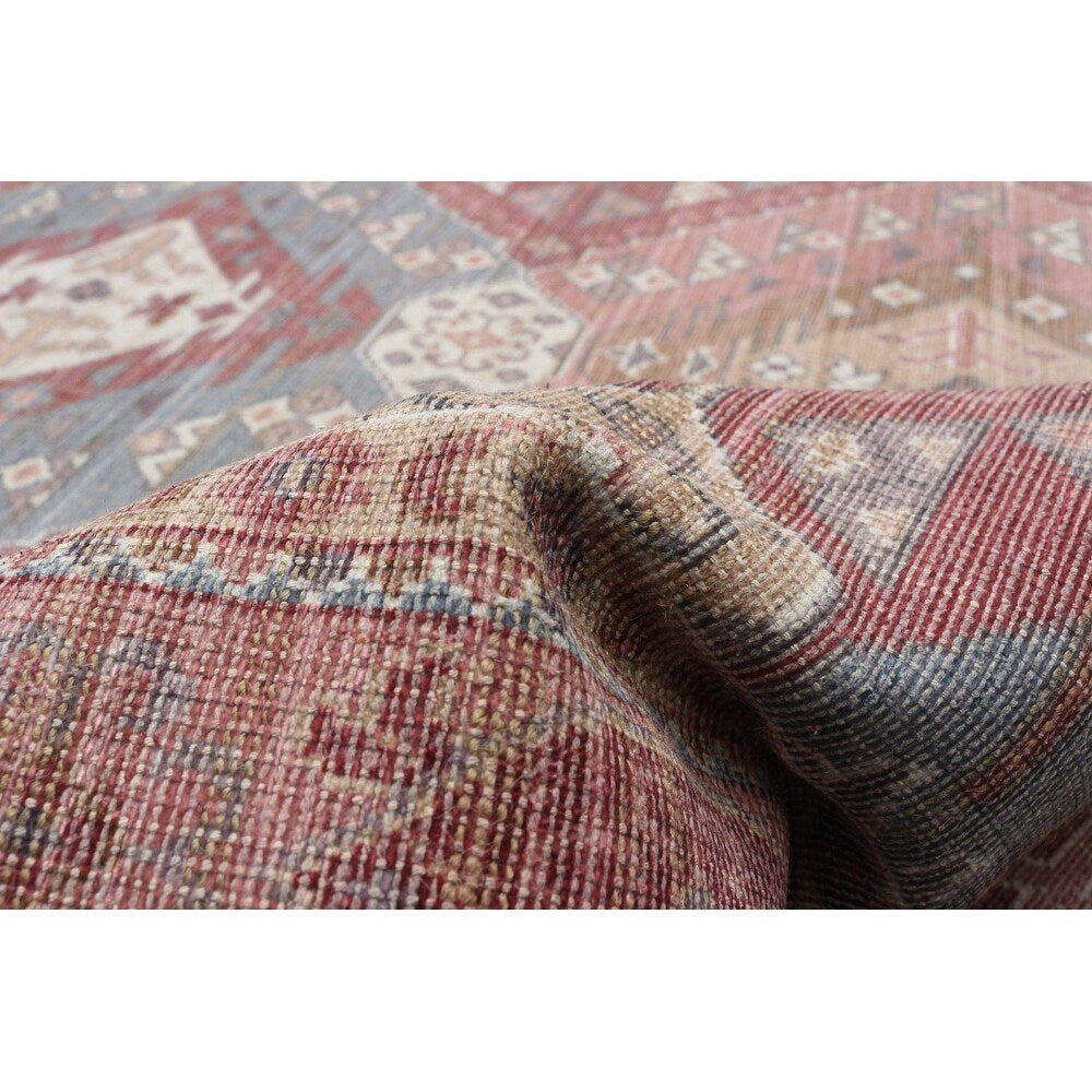 Red Machine Washable Bohemian & Eclectic Soft Rug