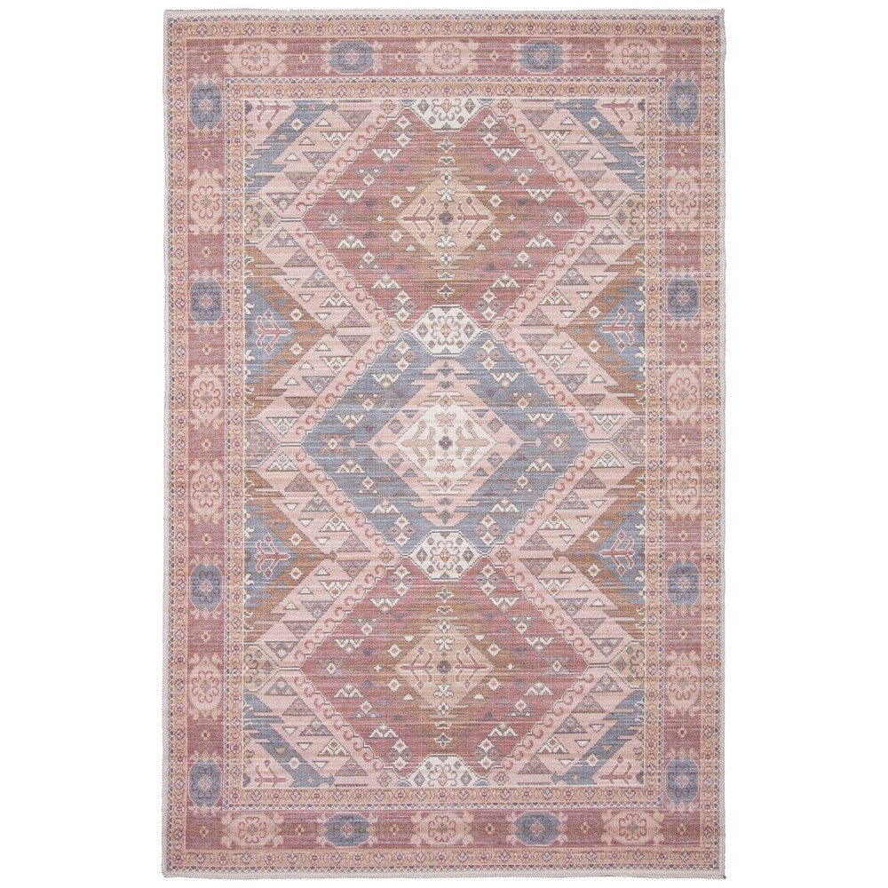 Red Machine Washable Bohemian & Eclectic Soft Rug