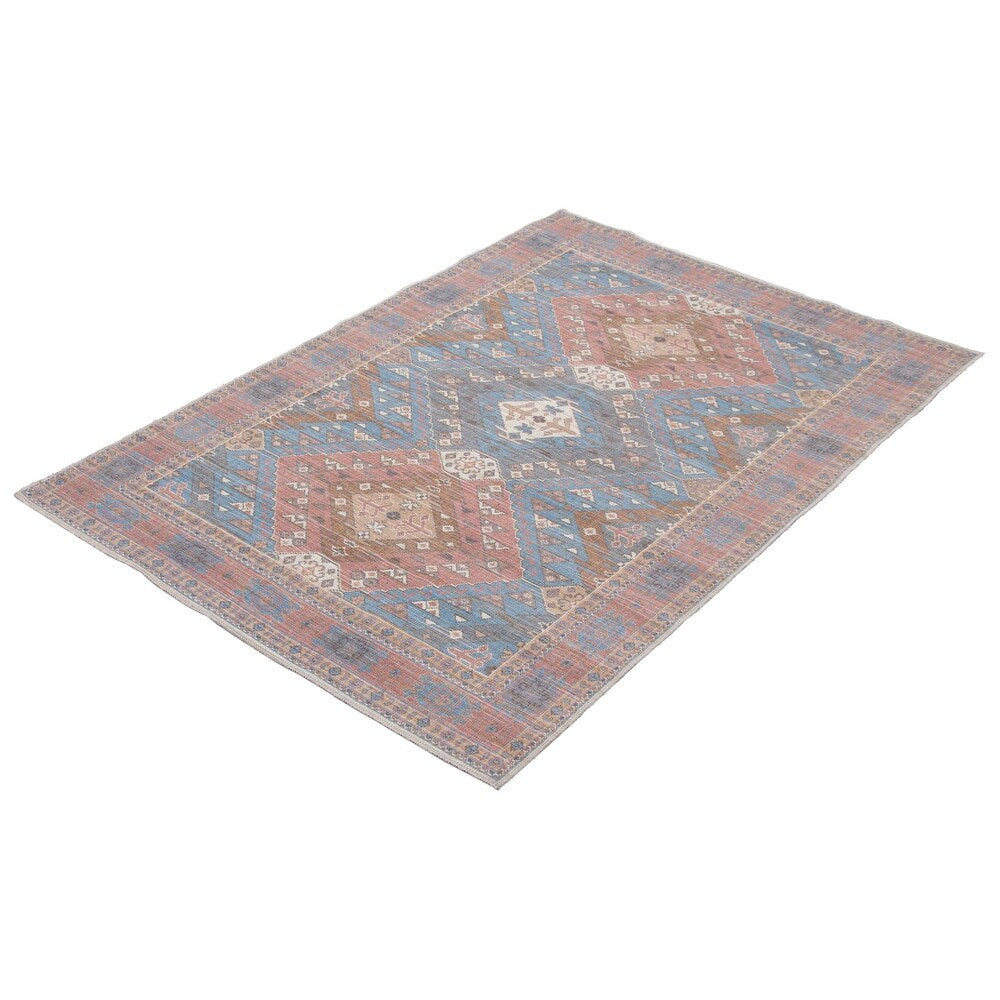 Red Machine Washable Bohemian & Eclectic Soft Rug