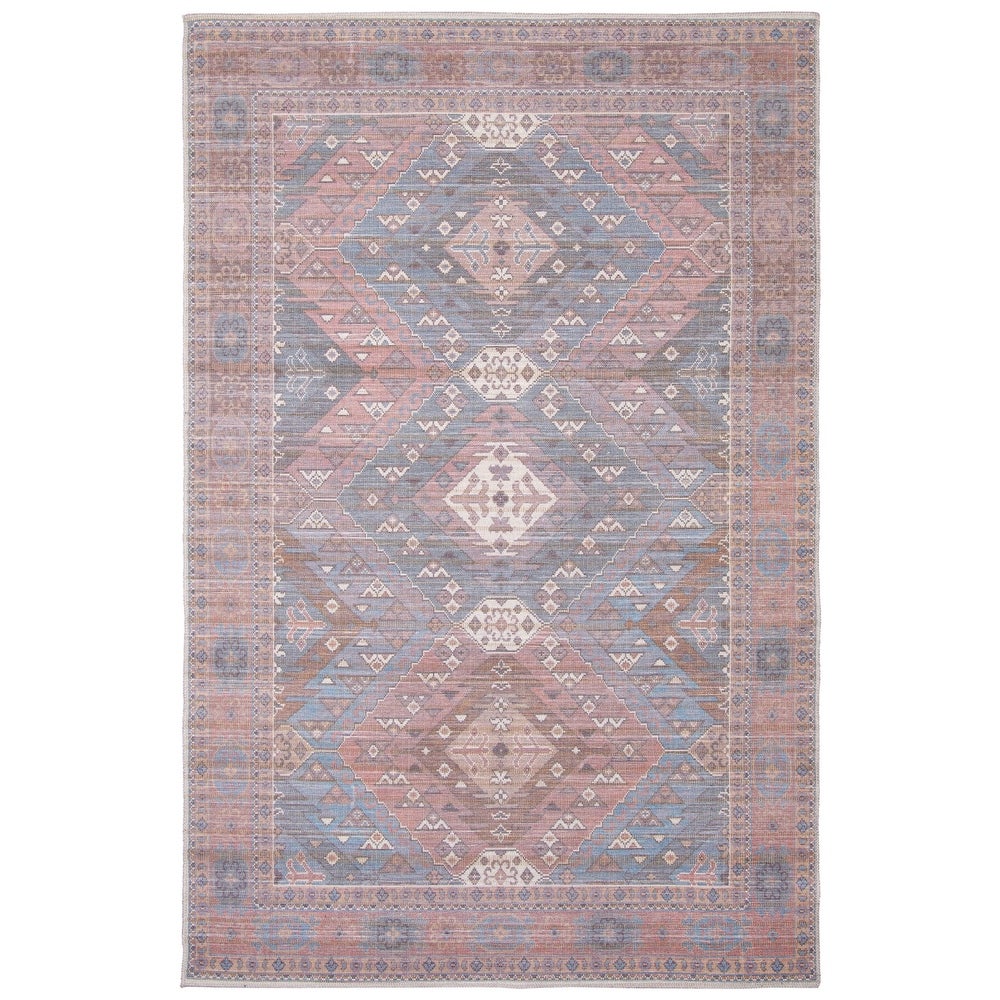 Red Machine Washable Bohemian & Eclectic Soft Rug