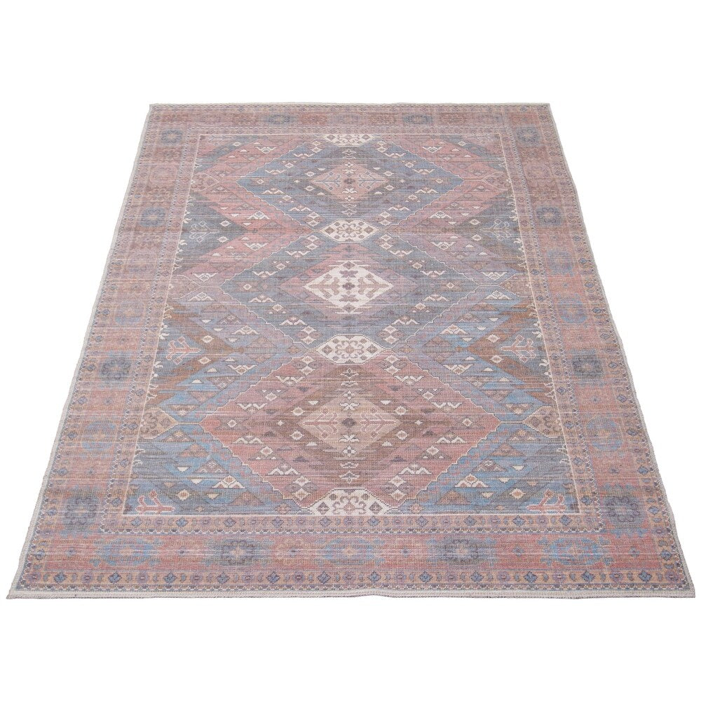 Red Machine Washable Bohemian & Eclectic Soft Rug