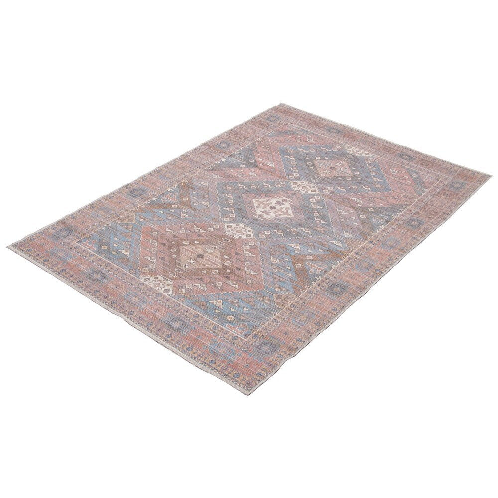 Red Machine Washable Bohemian & Eclectic Soft Rug