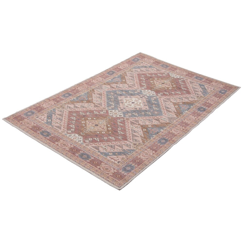 Red Machine Washable Bohemian & Eclectic Soft Rug