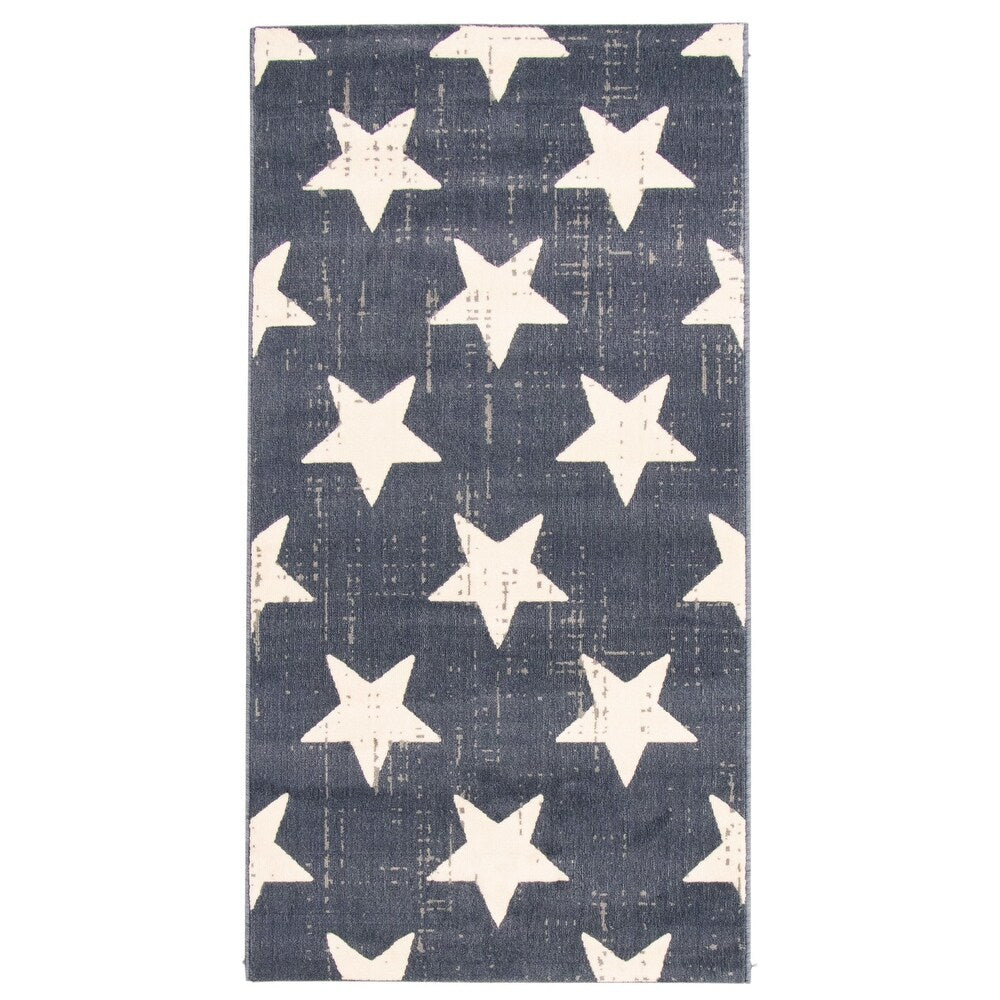 Grey Star Pattern Modern Contemporary Soft Rug