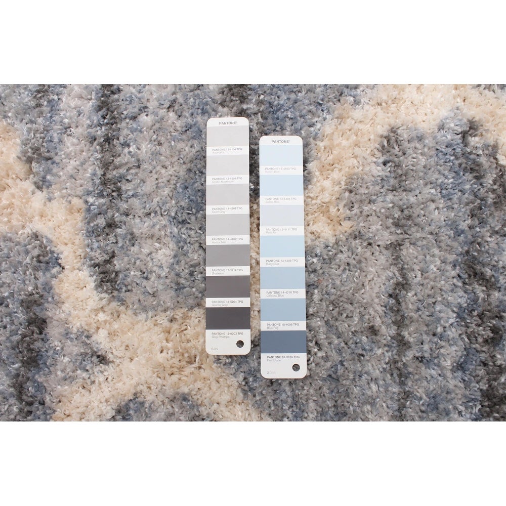 Modern Contemporary Grey Trellis Shag Area Rug