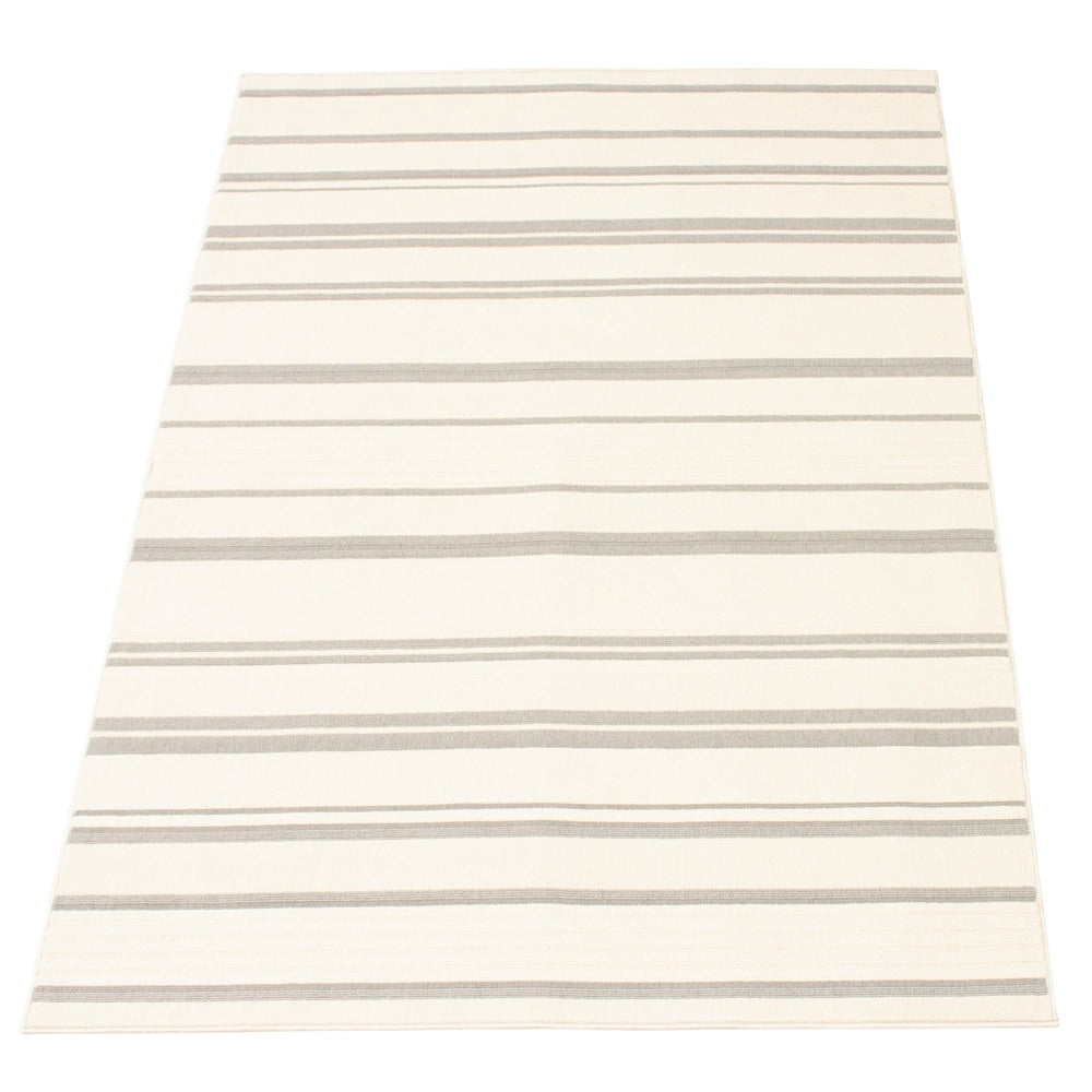 Indoor/ Outdoor Ivory Blue Nsvy Stripes Soft  Rug