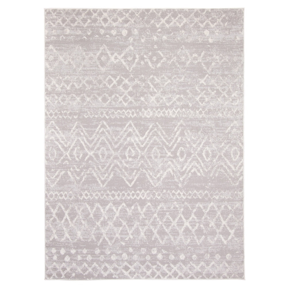 Moroccan Blue Grey Casual Soft Rug