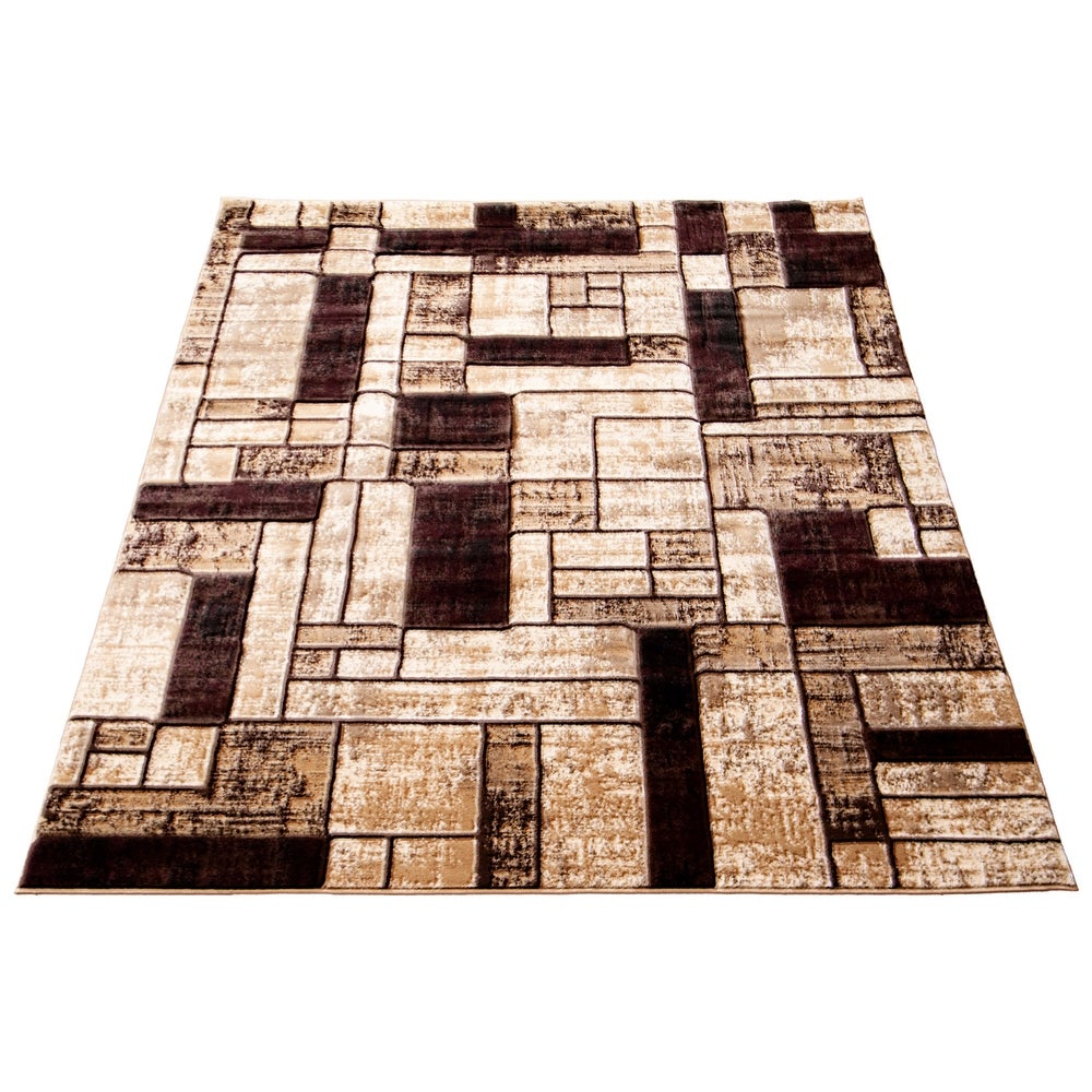 Taupe Patchwork Bohemian Eclectic Soft Rug