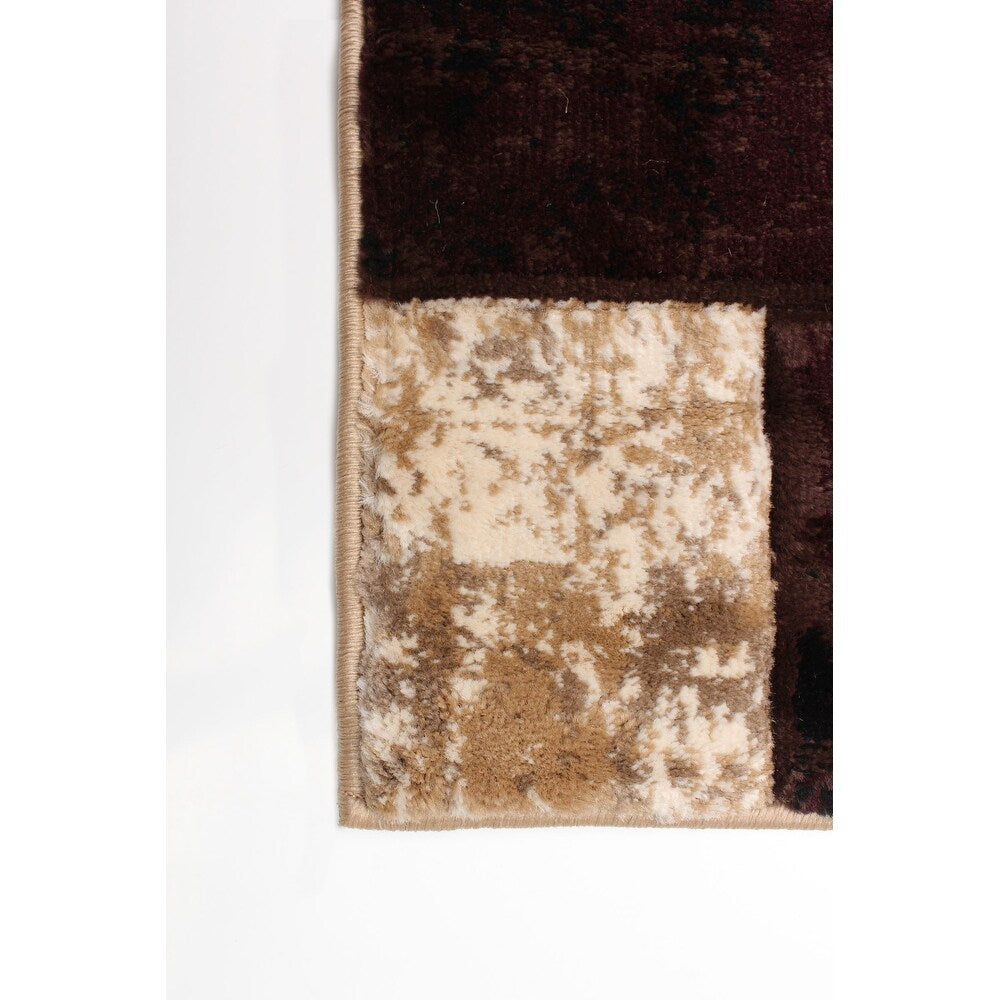 Taupe Patchwork Bohemian Eclectic Soft Rug